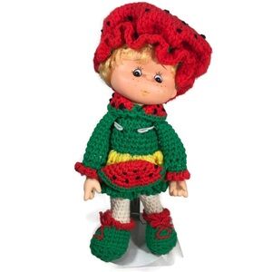Vintage Watermelon Slice Hand Crochet  13”  Doll